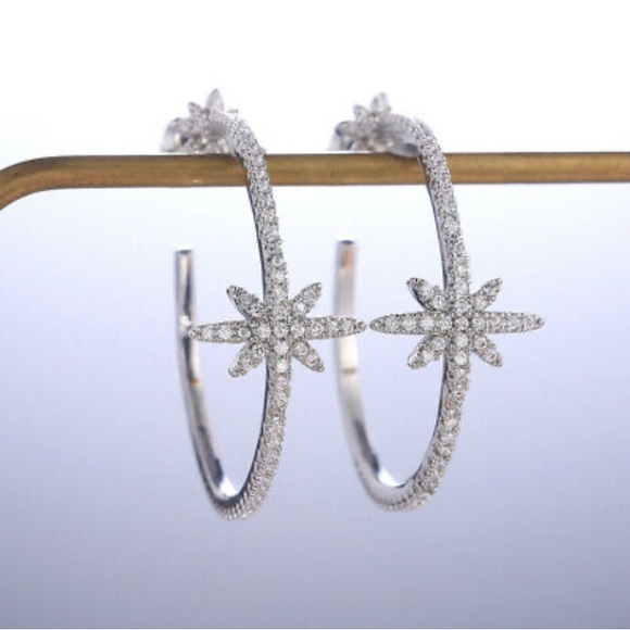 NWT LUXURY STERLING SILVER STAR EARRINGS - Picture 4 of 7